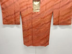 未使用品　斜め縞に花模様道行コート(ショール付き)